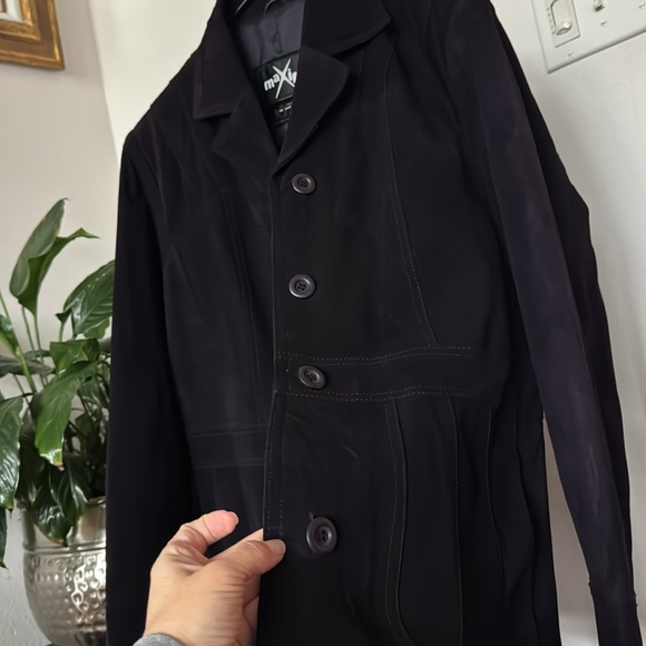 Maxima/Wilsons Purple Suede Leather Button Front Tailored Jacket/Coat Sz L - Picture 7 of 12